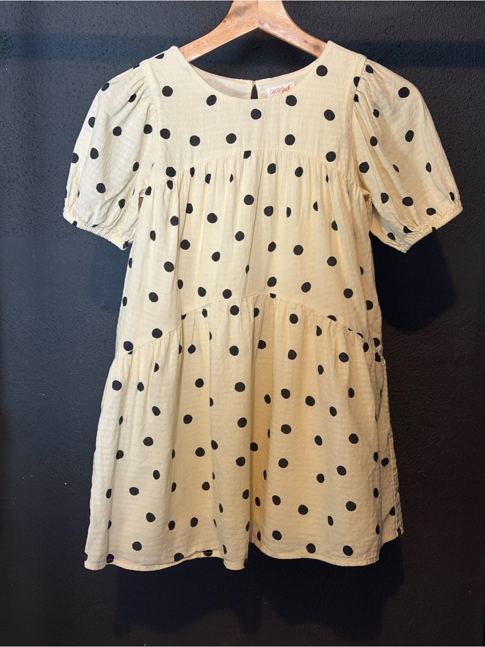 Cat & Jack Cream Dress with Black Polka Dots